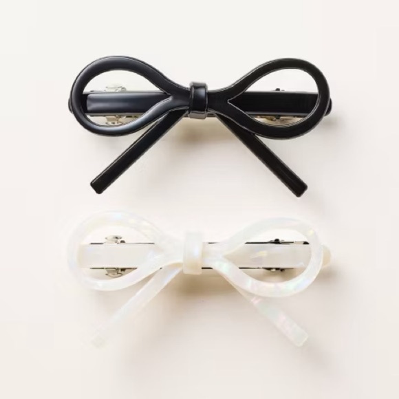 Set of 2: Kate Spade x Target Black Hair Claw Clip + 2 Bow Barrettes, NWT - Picture 5 of 6
